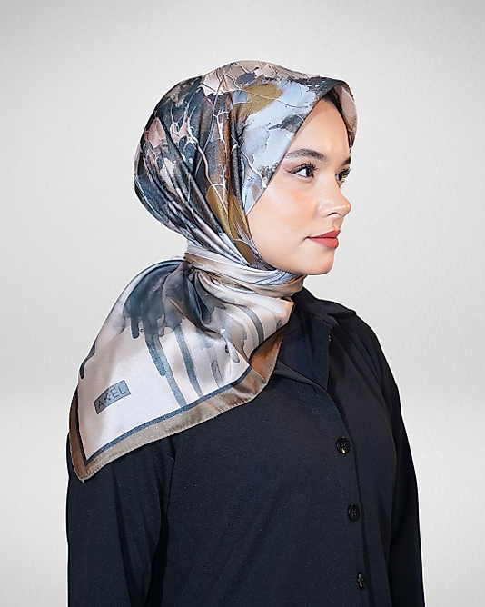 Dijital Kristal Eşarp Pastel Yaprak Desenli