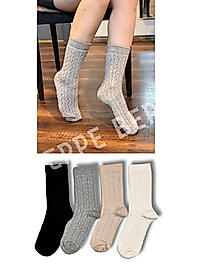 4 Çift Örgü Desen Soket Çorap