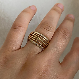 Xuping Gold Rengi Şerit Detaylı Yüzük