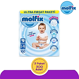 Molfix Bebek Bezi 4 Numara 100'lü 3 Paket (300 Adet)