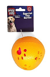 PF-4001-Playfull Öten Pati Desenli Plastik Top Köpek Oyuncağı 7,5 Cm