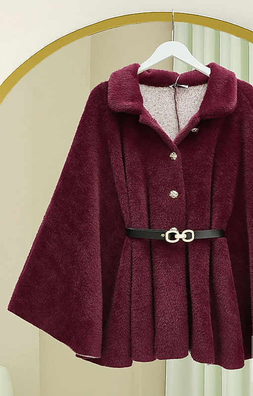 Gold dügme Detay Kemerli Alcantara Panço Bordo STD Beden