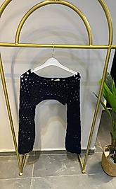 Siyah Delikli Triko Bolero