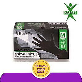 Siyah Nitril Eldiven (M) 100lü (12 Kutu)