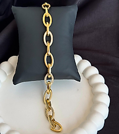 Zirkon taşlı oval kuyumcu model Çelik bileklik