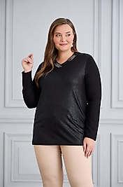 kristal kumaş siyah yaka taş  detaylı bluz