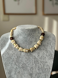 Krem Gold Boncuk Kolye