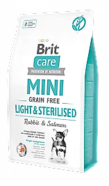 BRIT CARE MINI LIGHT STERILIZED 2KG (Tavşan ve Somonlu - Kısırlaştırılmış, Kilo Kontrolü - Yetişkin Mini Irk Köpek Maması