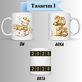 Miracix MRCYNiTN01 Kişiye Özel İsimli Resimli Toptan Yılbaşı Beyaz Kupa Bardak