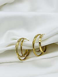 Çoklu Birleşik Halka Çelik Küpe(gold)