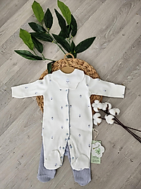 ☘️Biorganik çiçek desenli tulumlu 4'Lü  Set
