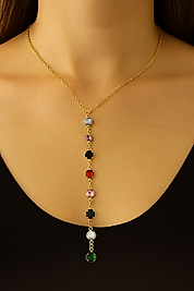 YUVARLAK TAŞLI Y KOLYE 316L ÇELİK