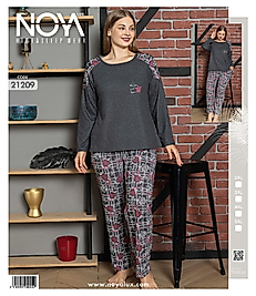 Gri Uzun Kollu Yün Viskon Pijama Takımınoya 21209