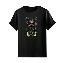 Rock and Roll & Metallica Tarzı Baskılı Oversize Unisex Tişört