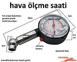 HAVA ÖLÇME SAATLİ LASTİK HAVA ÖLÇER ARABA LASTİK BASINÇ ÖLÇME APARATI SAATİ