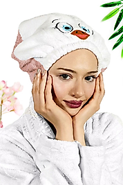 Kuş Desenli Pudra Havlu Bone