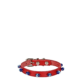 Cattie Gerçek Deriden El Yapımı Boncuklu Kedi Boyun Tasması 1x21-25cm - Camel