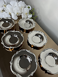 12 kişilik çay tabağı pirinç gümüş kaplama