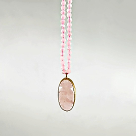 PEMBE KUVARS TAŞLI GÜMÜŞ KOLYE