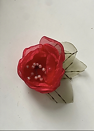 Red , Organza Brooch