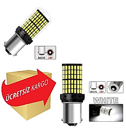 ( 2 X ADET ) 1 TAKIM LED 93. 21W TEK DUY SNYAL AMPUL 12V 144 LED ŞEFFAF WHITE  ( 21W 93 AMPUL 144 LED BEYAZ )