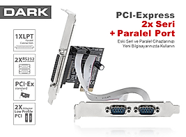 Dark PCI-E 1x Paralel Port, 2x RS232 Seri Port PCI-Express Kart (DK-AC-PEP32)