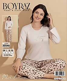Boyraz 20546 Uzun Kol Milan Kumaş Pijama Takımı