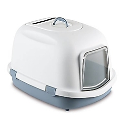 Stefanplast Süper Queen Kapalı Kedi Tuvaleti Mavi Beyaz