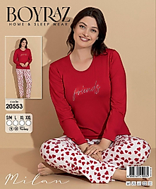 Boyraz 20553 Uzun Kol Milan Kumaş Pijama Takımı