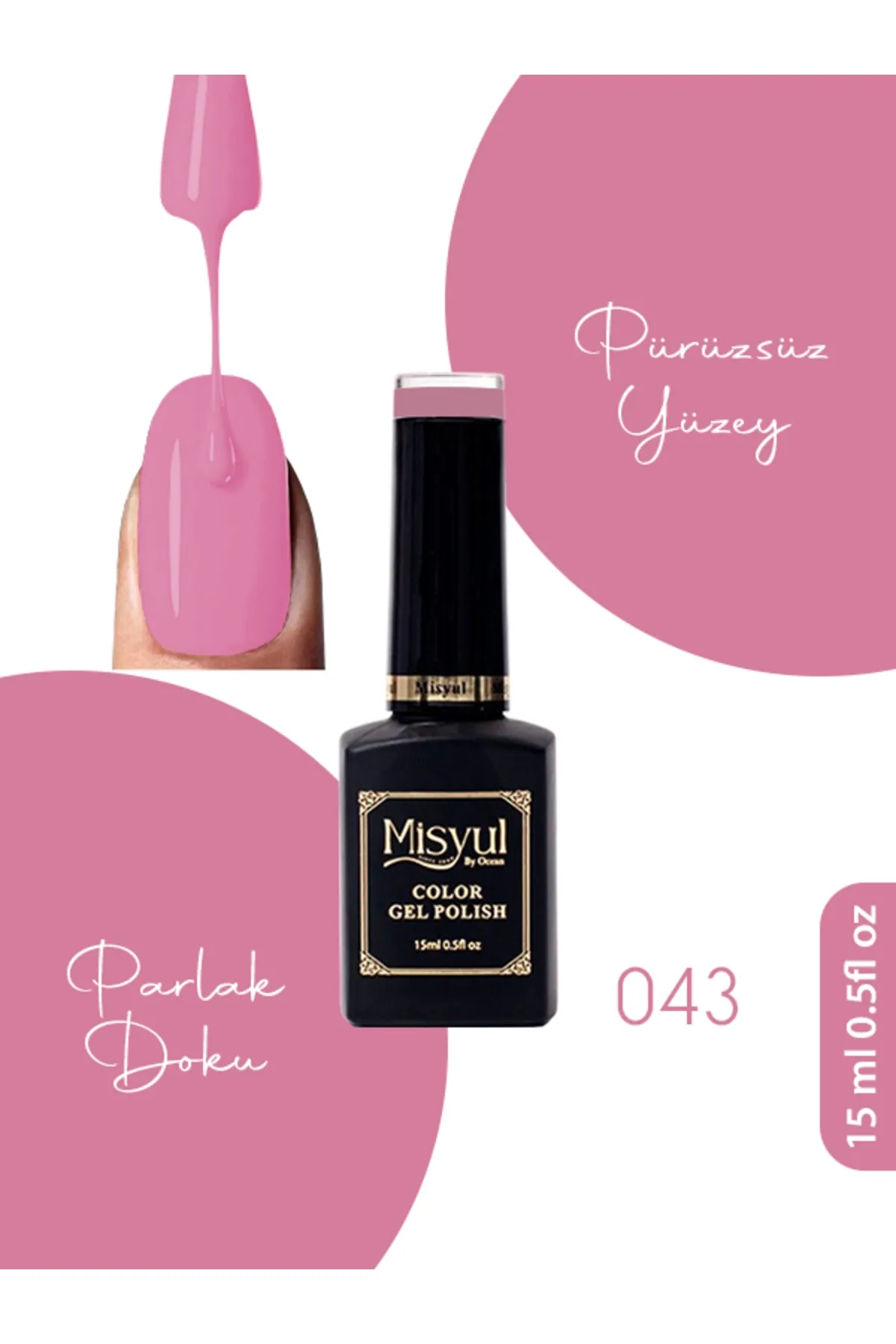 Misyul Kalıcı Oje 043, UV Led Kalıcı Oje Nail Art 15ml