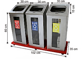 3 BÖLMELİ KIRILMAZ CAMLI MAT PASLANMAZ GERİ DÖNÜŞÜM SETİ ( KDV DAHİL )