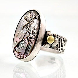 UÇUŞUN ASİL DANSI SEDEF İNTAGLİO  YÜZÜK