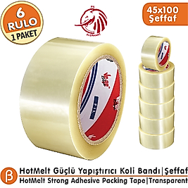 Ve-Ge FİL 45x100 Şeffaf Koli Bandı (6 Adet) Toptan HotMelt Güçlü Yapışkan