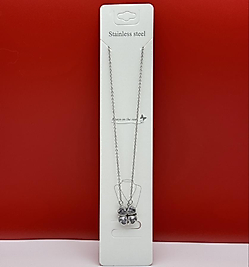 Mıknatıslı açılır yonca kalp figürlü çelik kolye silver