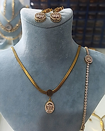 Çelik Gold Oval Taşlı 3 Lü Set