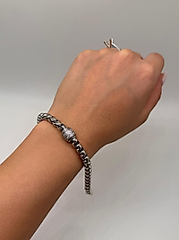 Xuping Silver Zirkon Taşlı Silindir Detay Zincir Bileklik