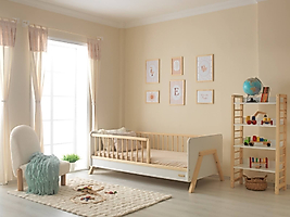 Remy - MDF Başlıklı Yuvarlak Çıtalı Karyola