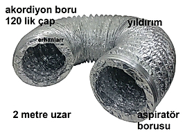ASPİRATÖR BORUSU 120LİK AKORDİYON ALÜMİNYUM BORU