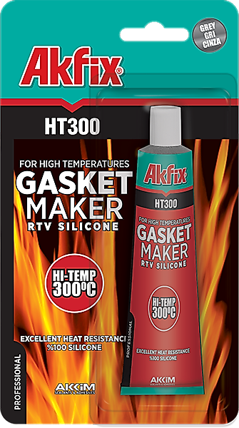 AKFİX HT300 YÜKSEK ISI SİLİKONU 300 ° YE KADAR DAYANIKLI  KIRMIZI