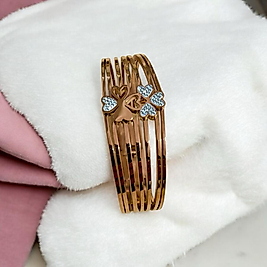 Çelik kelepçe rose gold taşlı iç ölçüsü 6 cm