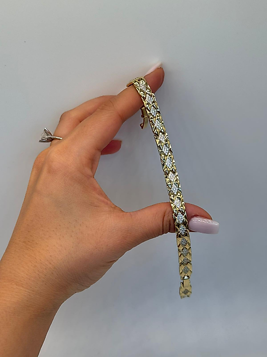 Xuping Baget Taş Detaylı Altın Renk Zincir Bileklik