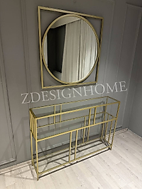 85 Cm Ayna + 120X25X90 Cm Dresuar Gold Takım Zdesignhome