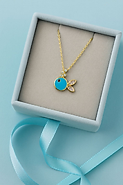 Turkuaz Minik Balık Kolye – 925 Ayar Gümüş, Altın Kaplama