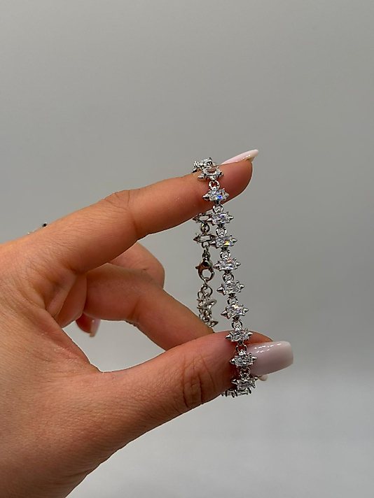 XUPİNG Baget Kesim Taşlı VIP Çelik Bileklik – Gümüş Renk