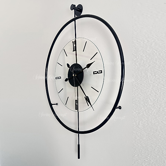 Siyah Luxe Şeffaf Nano Tiktok (BÜYÜK BOY 50x75 CM) Modern Duvar Metal Saati
