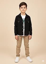 krem pantolonlu siyah ceketli üçlü takım