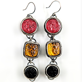 MİTLERİN YANKISI ANTİK STİL CAM RÖLYEF KÜPELER