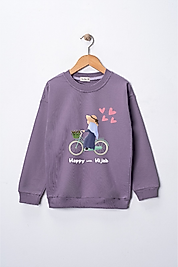 Kız Çocuk "Başörtümle Mutluyum"  Baskılı Pamuklu Sweat