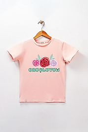 Kız Çocuk Kısa Kollu Bisiklet Yaka "Oruçluyum" Baskılı Tişört Mevsimlik Pamuklu