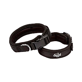 Doggie Havalı Dokuma Boyun Tasması Siyah (2 x 35 - 45 cm)